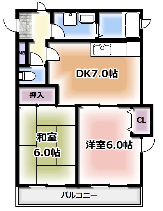 四條畷市江瀬美町のマンションの間取り