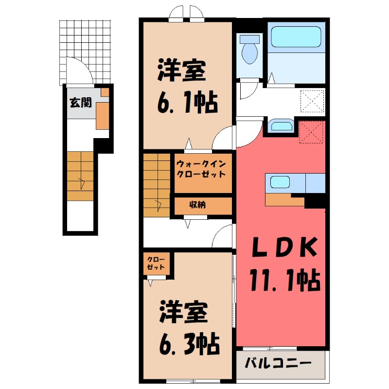 熊谷市妻沼のアパートの間取り