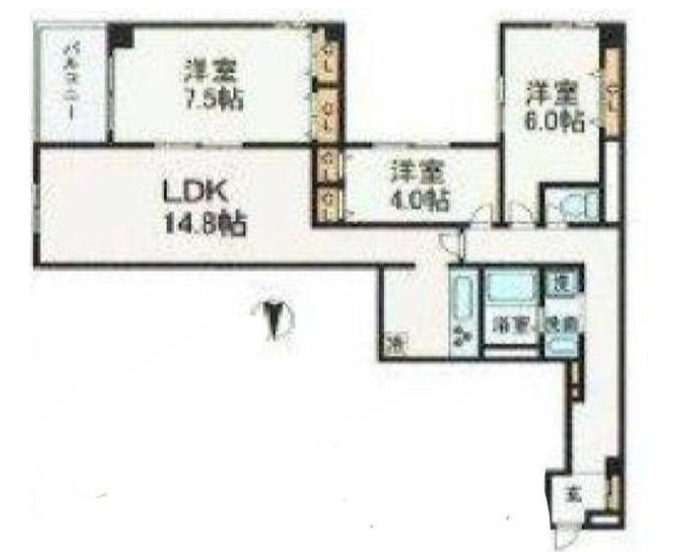 世田谷区経堂のマンションの間取り