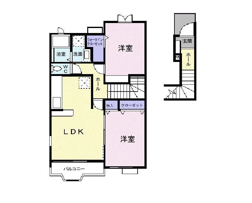 かすみがうら市稲吉のアパートの間取り