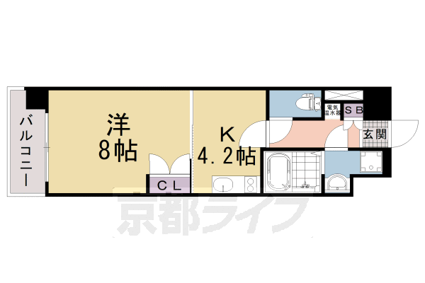 京都市下京区西七条南東野町のマンションの間取り