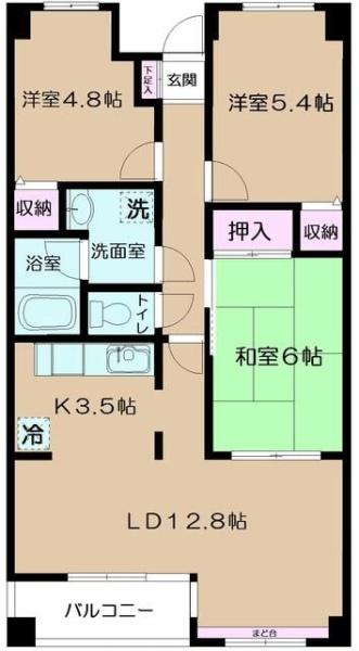 八王子市寺田町のマンションの間取り