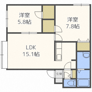 【札幌市東区北二十一条東のアパートの間取り】