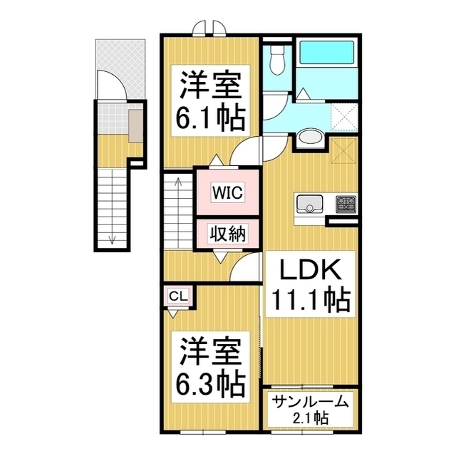 飯山市大字木島のアパートの間取り