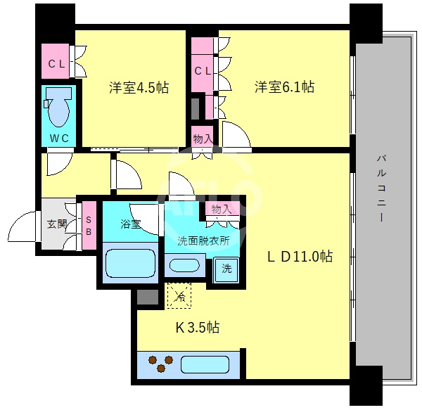 ブランズタワー御堂筋本町の間取り