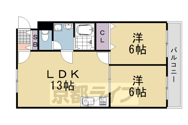 京都市西京区山田南町のマンションの間取り