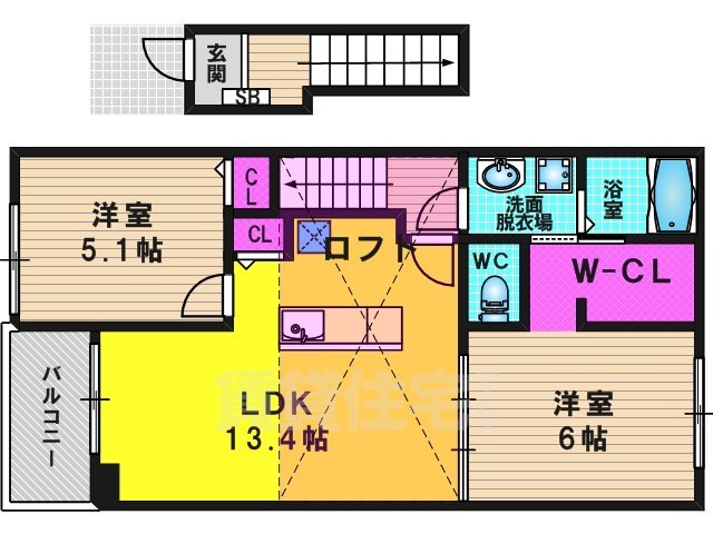 京都市南区久世築山町のアパートの間取り