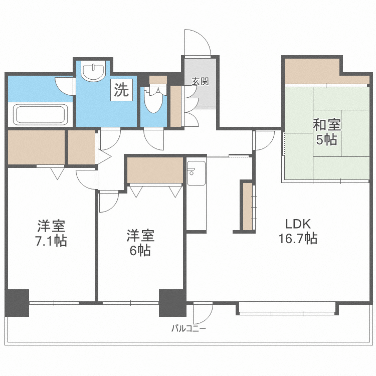 札幌市北区北十八条西のマンションの間取り