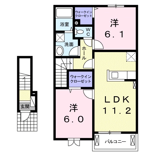 甲賀市甲南町野田のアパートの間取り