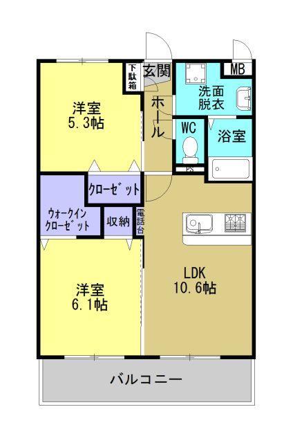 鹿児島市田上のマンションの間取り