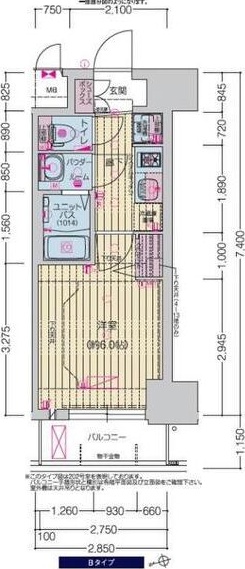 大阪市浪速区日本橋東のマンションの間取り