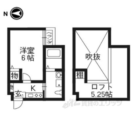 京都市上京区大北小路東町のマンションの間取り