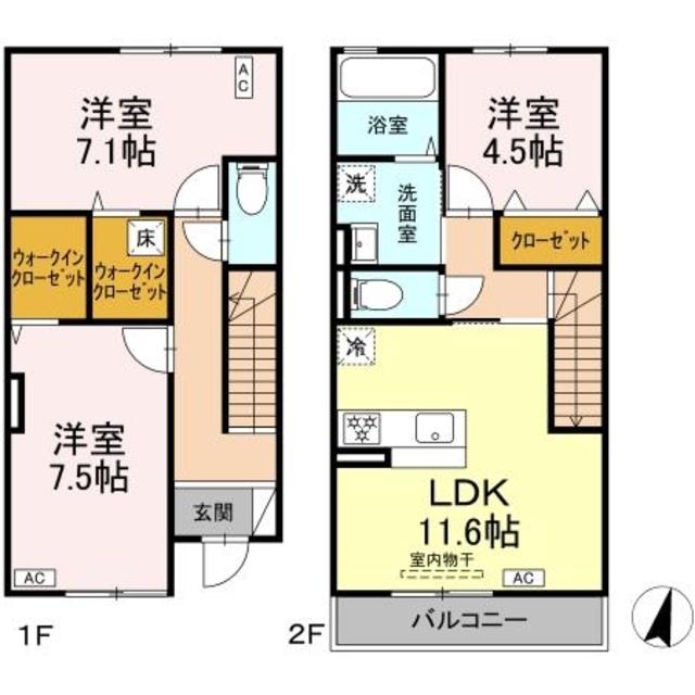 横浜市港北区師岡町のアパートの間取り