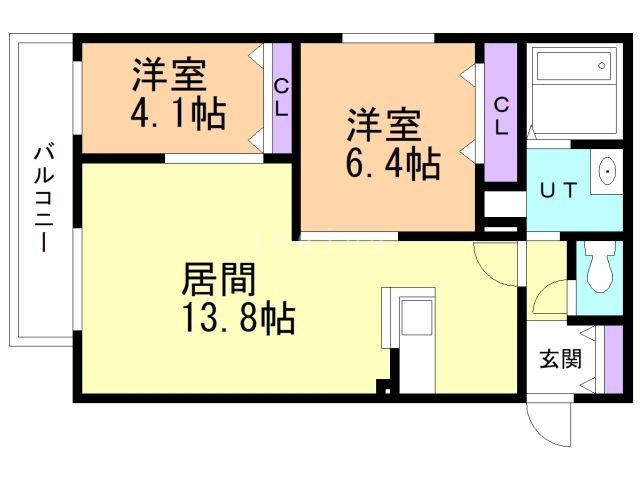 札幌市北区北三十八条西のマンションの間取り