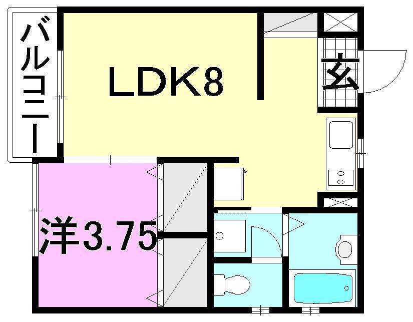 松山市山西町のアパートの間取り