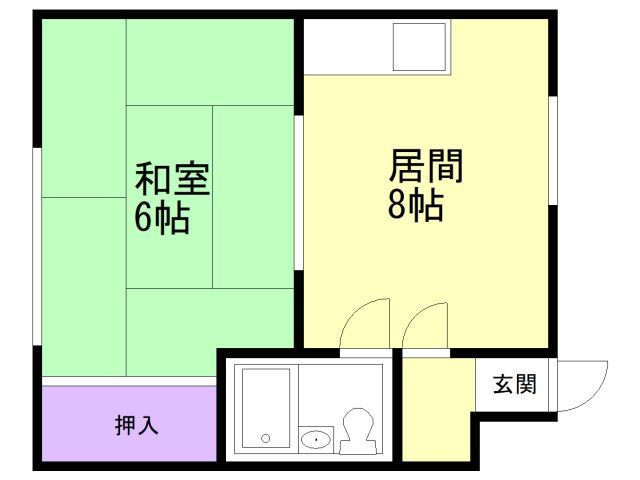 函館市大縄町のアパートの間取り