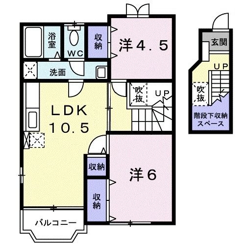 宇部市大字西岐波のアパートの間取り