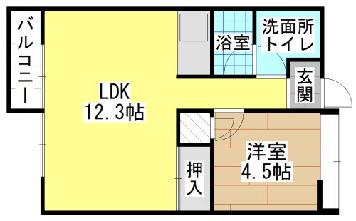 北九州市戸畑区中原東のマンションの間取り