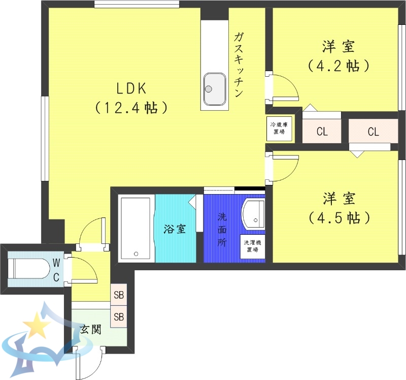 札幌市中央区南十一条西のマンションの間取り