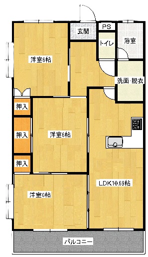 コーポ翔　P1台付の間取り