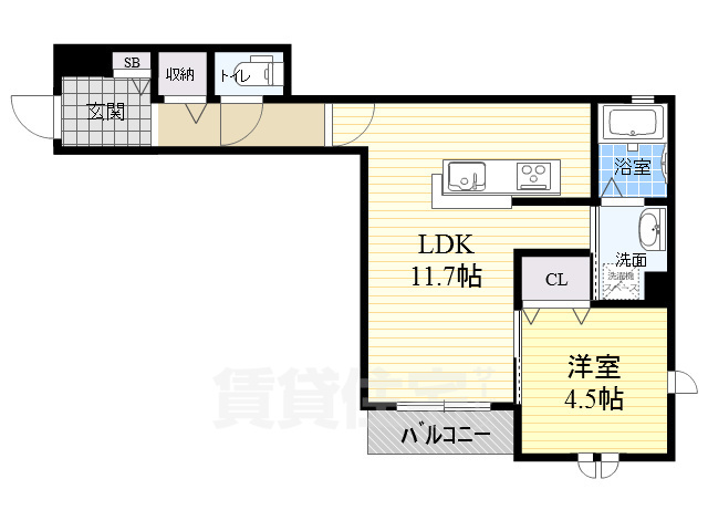 豊中市岡町のアパートの間取り