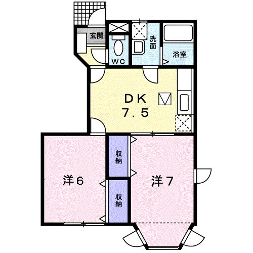 大分市大字東上野のアパートの間取り