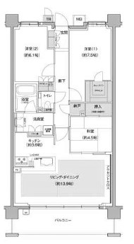 芦屋市朝日ケ丘町のマンションの間取り