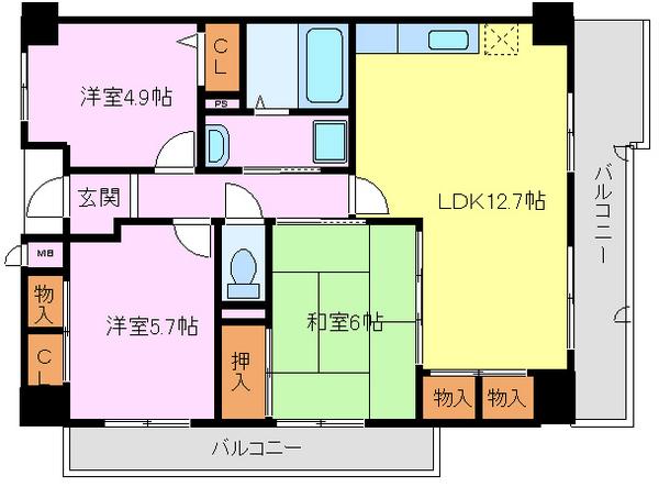 堺市西区浜寺石津町東のマンションの間取り