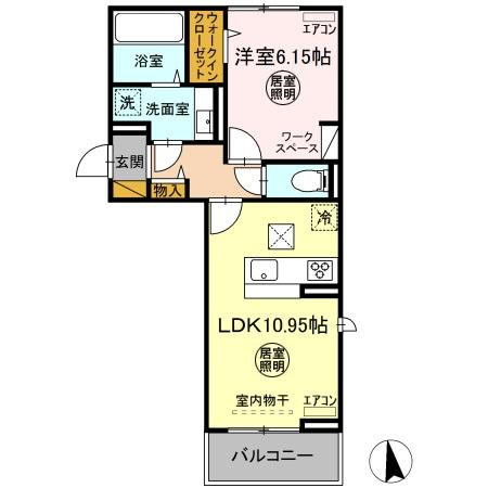 D-room請西南B棟の間取り