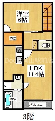 岡山市北区横井上のアパートの間取り