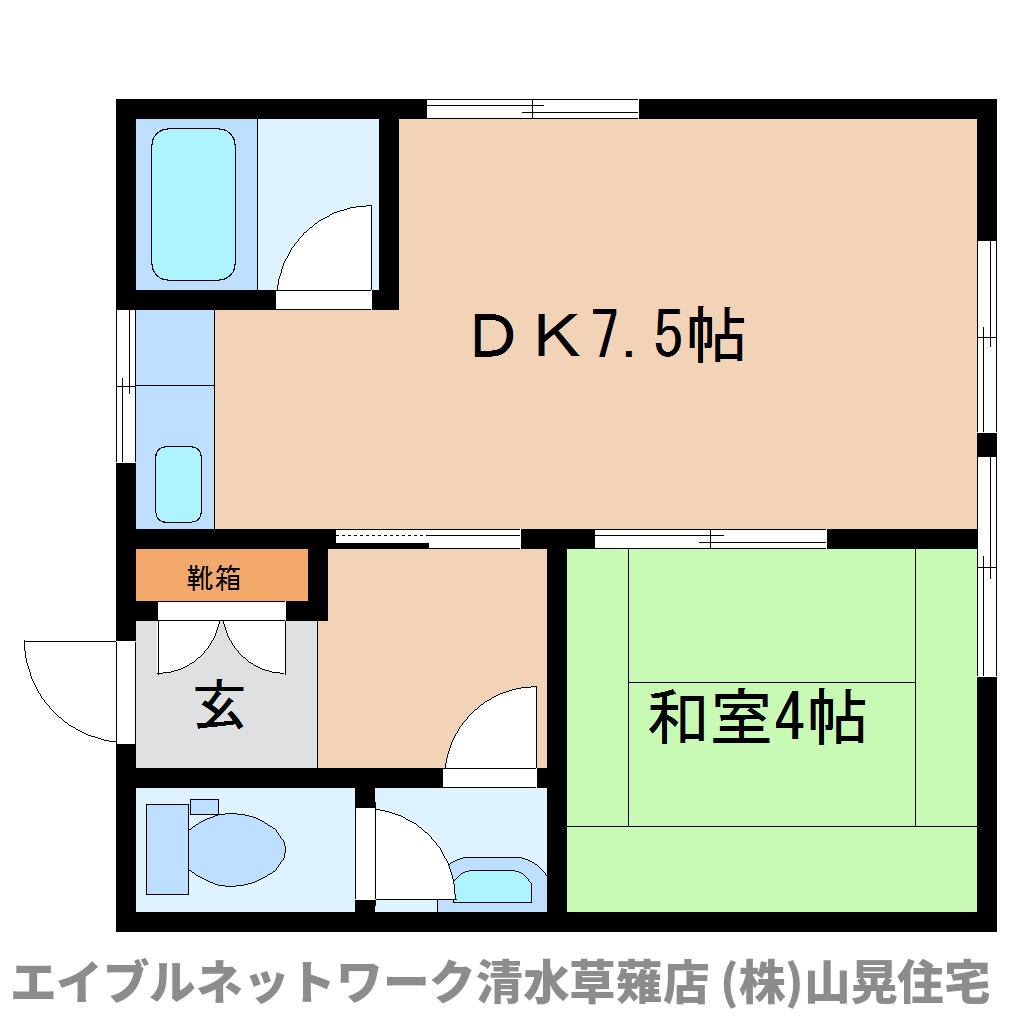 静岡市葵区瀬名川のアパートの間取り