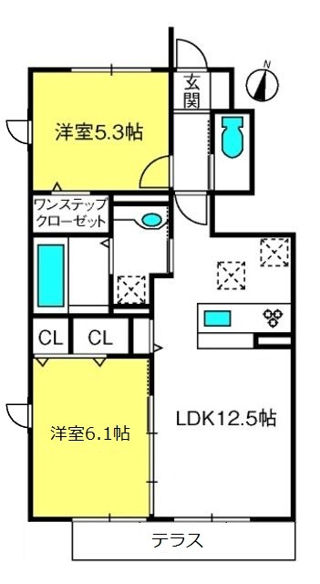 ホジョウテラスEの間取り