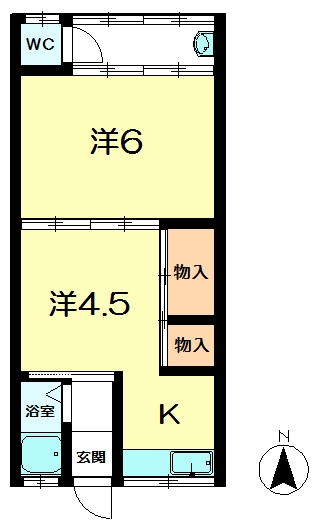 奈良市山陵町のアパートの間取り