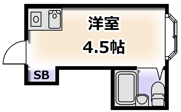 大阪市浪速区恵美須東のマンションの間取り