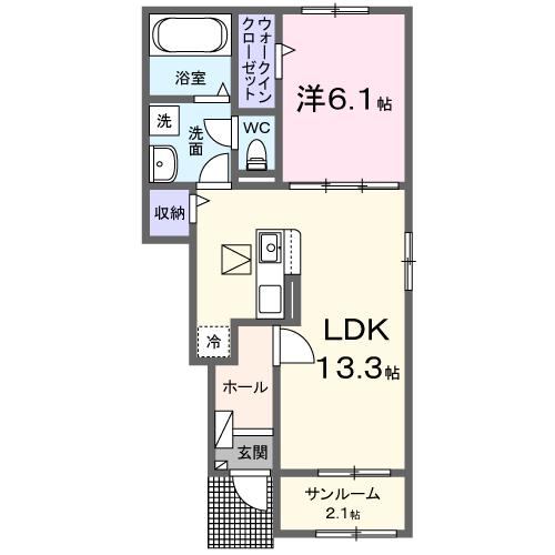 西尾市上矢田町のアパートの間取り