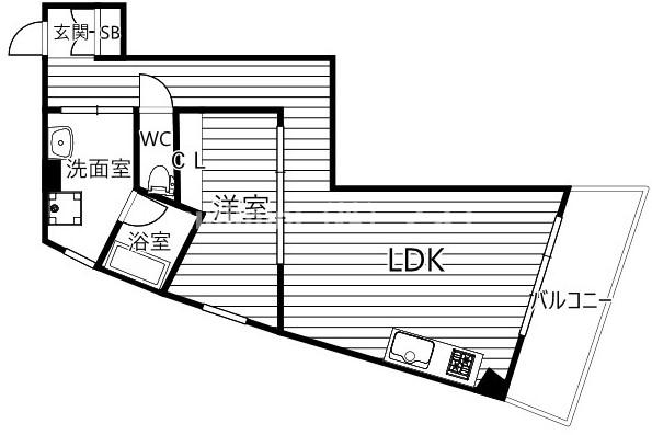 大阪市都島区片町のアパートの間取り