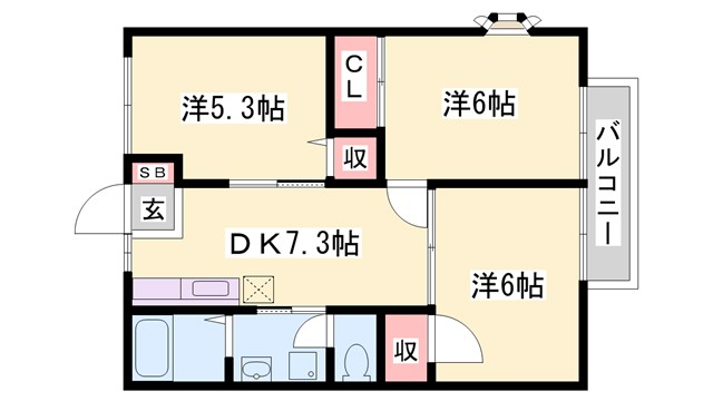 網干区坂上アパート1の間取り