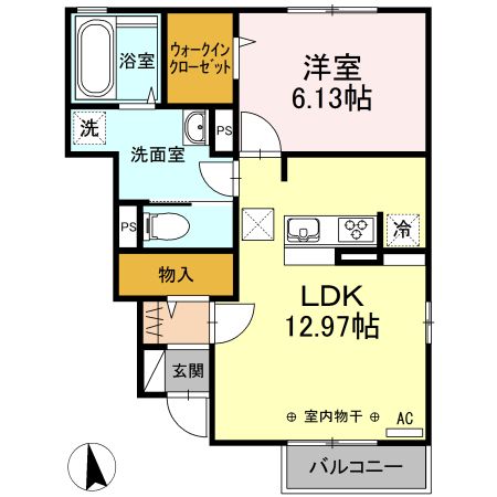 福島市飯坂町のアパートの間取り