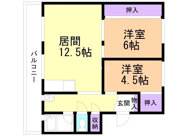 岩見沢市栗沢町由良のマンションの間取り