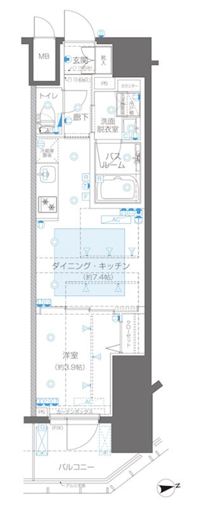 新宿区新宿のマンションの間取り