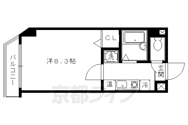 京都市左京区聖護院西町のマンションの間取り