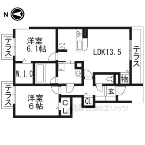 京都市伏見区桃山町下野のマンションの間取り