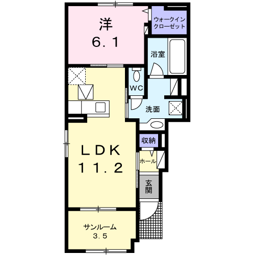 ひたちなか市大字馬渡のアパートの間取り