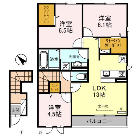 【大阪市鶴見区浜のアパートの間取り】