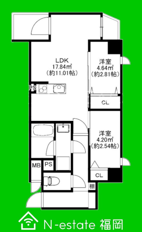 地下鉄空港線 西新駅 徒歩9分 7階建 築4年の間取り写真