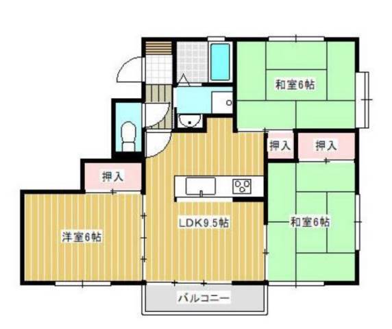 呉市焼山松ヶ丘のアパートの間取り