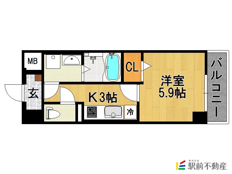 久留米市縄手町のマンションの間取り