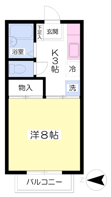 仙台市青葉区堤町のアパートの間取り