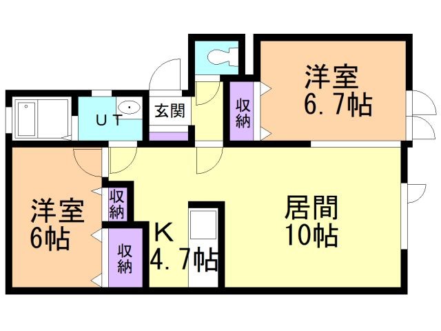 函館市宇賀浦町のアパートの間取り