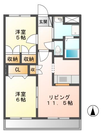 可児市塩河のアパートの間取り